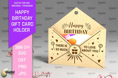 Happy Birthday SVG. Gift Card Holder Laser Cut SVG Evgenyia Guschina 