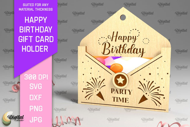 Happy Birthday SVG. Gift Card Holder Laser Cut SVG Evgenyia Guschina 