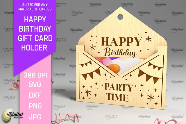 Happy Birthday SVG. Gift Card Holder Laser Cut SVG Evgenyia Guschina 