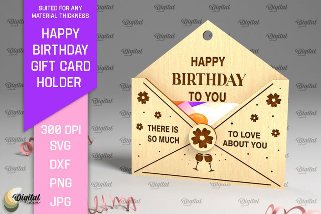 Happy Birthday SVG. Gift Card Holder Laser Cut SVG Evgenyia Guschina 