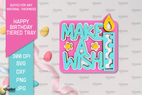 Happy Birthday Tiered Tray Laser Cut Bundle. B-Day Decor SVG SVG Evgenyia Guschina 