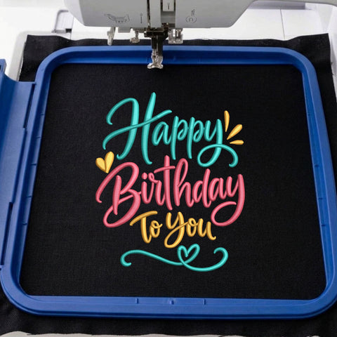 Happy Birthday to You Embroidery Design – Colorful Birthday Script Heart Machine Embroidery File Embroidery/Applique DESIGNS PatternFeed8 