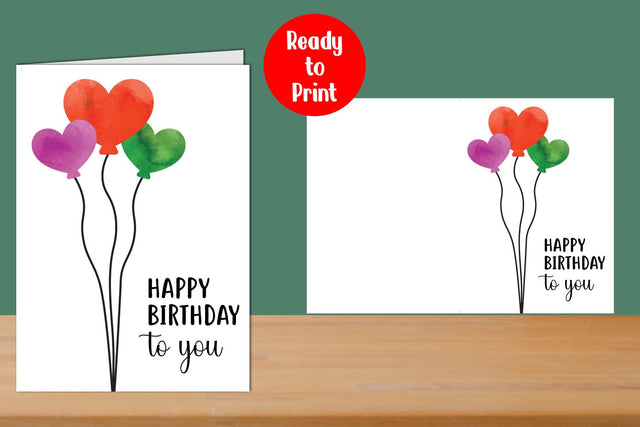 Happy Birthday to you Watercolor Printable Card SVG zafrans studio 