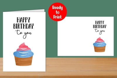 Happy Birthday to you Watercolor Printable Card SVG zafrans studio 