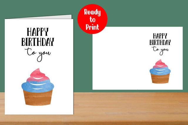 Happy Birthday to you Watercolor Printable Card SVG zafrans studio 