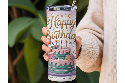 Happy Birthday Tumbler Wrap PNG Sublimation DesignSVG 