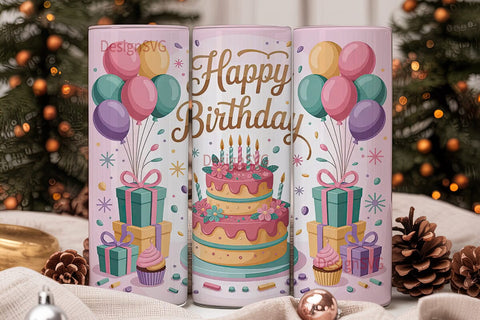 Happy Birthday Tumbler Wrap PNG Sublimation DesignSVG 