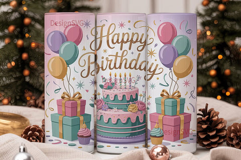 Happy Birthday Tumbler Wrap PNG Sublimation DesignSVG 