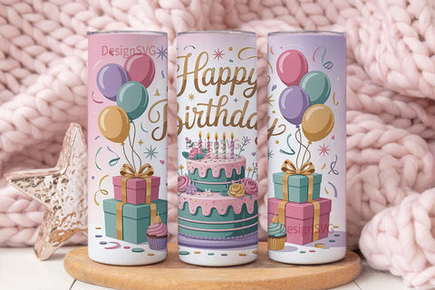 Happy Birthday Tumbler Wrap PNG Sublimation DesignSVG 
