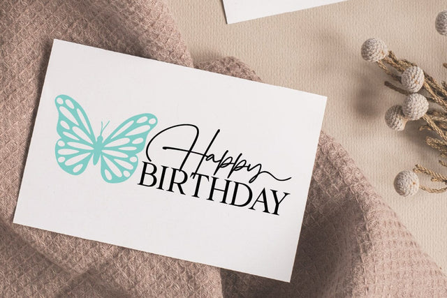 Happy Birthday with Butterfly SVG RFCreative 