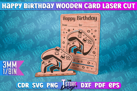 Happy Birthday Wooden Card Laser Cut | Greeting Card Design | CNC Files SVG The T Store Design 