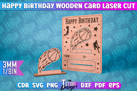 Happy Birthday Wooden Card Laser Cut | Greeting Card Design | CNC Files SVG The T Store Design 