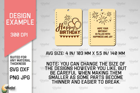 Happy Birthday wooden Cards Laser Cut Bundle. Greeting Cards SVG Evgenyia Guschina 