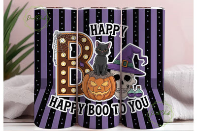 Happy Boo Halloween 20oz Tumbler Wrap Sublimation PixelChick 