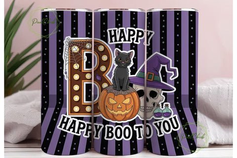 Happy Boo Halloween 20oz Tumbler Wrap Sublimation PixelChick 