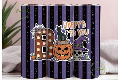 Happy Boo Halloween 20oz Tumbler Wrap Sublimation PixelChick 