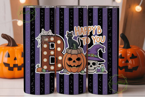 Happy Boo Halloween 20oz Tumbler Wrap Sublimation PixelChick 
