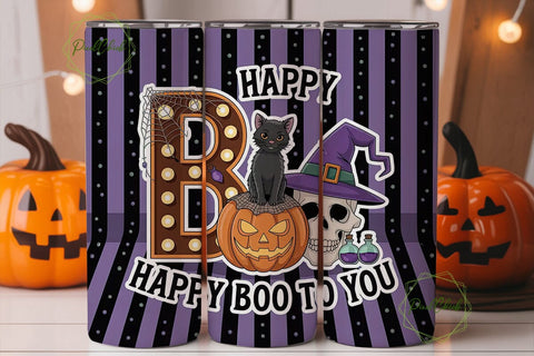 Happy Boo Halloween 20oz Tumbler Wrap Sublimation PixelChick 