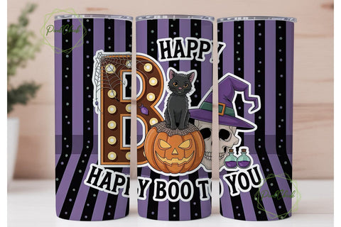 Happy Boo Halloween 20oz Tumbler Wrap Sublimation PixelChick 