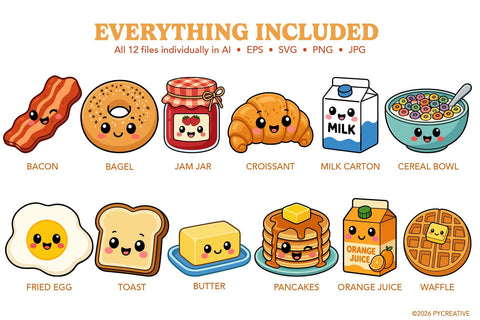 Happy Breakfast Clipart SVG PNG SVG Patty Young Creative 