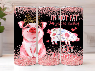 Happy Bucket Pig 20oz Skinny Tumbler, Pig Glitter PNG Downloads, Sublimation Design, Digital, Digital Download PNG Sublimation Lara' s Designs 