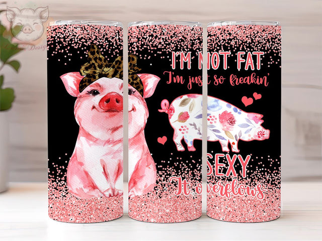 Happy Bucket Pig 20oz Skinny Tumbler, Pig Glitter PNG Downloads, Sublimation Design, Digital, Digital Download PNG Sublimation Lara' s Designs 