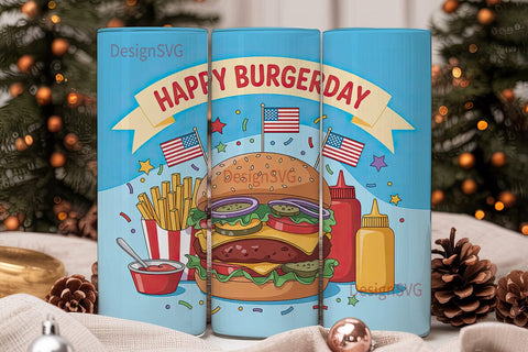 Happy Burgerday 20oz Tumbler Wrap Sublimation DesignSVG 