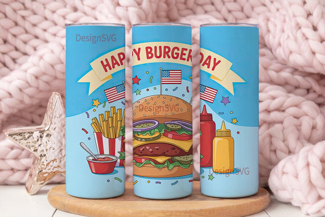 Happy Burgerday 20oz Tumbler Wrap Sublimation DesignSVG 