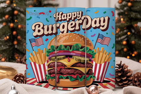 Happy Burgerday 20oz Tumbler Wrap Sublimation DesignSVG 