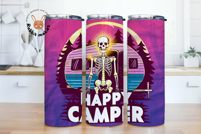 Happy Camper 20oz Skinny Tumbler Png, Skeleton Camping Clipart, Funny Camping Sublimation Design, Happy Camper Tumbler Wrap Sublimation Rabbitmakies 