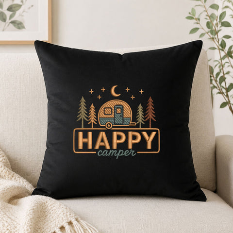 Happy Camper Machine Embroidery Design Camping Trailer Forest Embroidery File Embroidery/Applique DESIGNS PatternFeed8 
