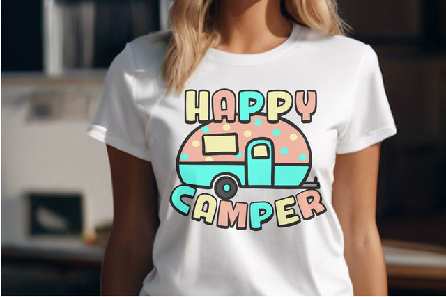 Happy Camper SVG | Trailer Cut File SVG Silhouette School Blog Design Shop 