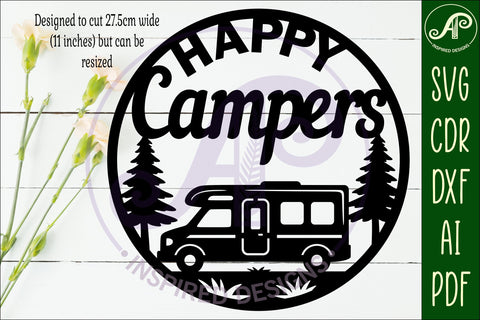 Happy Campers Campervan wall sign, camper home decor SVG APInspireddesigns 