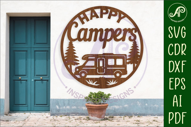 Happy Campers Campervan wall sign, camper home decor SVG APInspireddesigns 