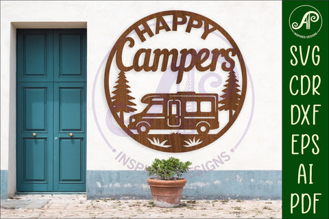 Happy Campers Campervan wall sign, camper home decor SVG APInspireddesigns 