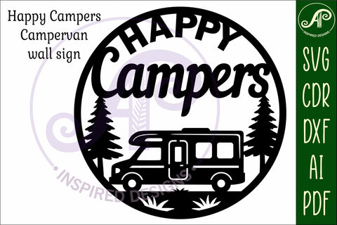 Happy Campers Campervan wall sign, camper home decor SVG APInspireddesigns 