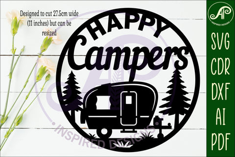 Happy Campers Caravan wall sign, camper home decor SVG APInspireddesigns 