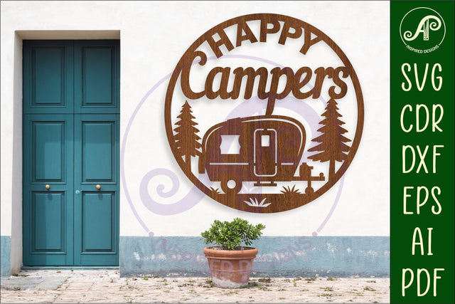 Happy Campers Caravan wall sign, camper home decor SVG APInspireddesigns 