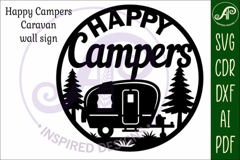 Happy Campers Caravan wall sign, camper home decor SVG APInspireddesigns 