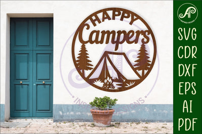 Happy Campers tent wall sign, camper home decor SVG APInspireddesigns 