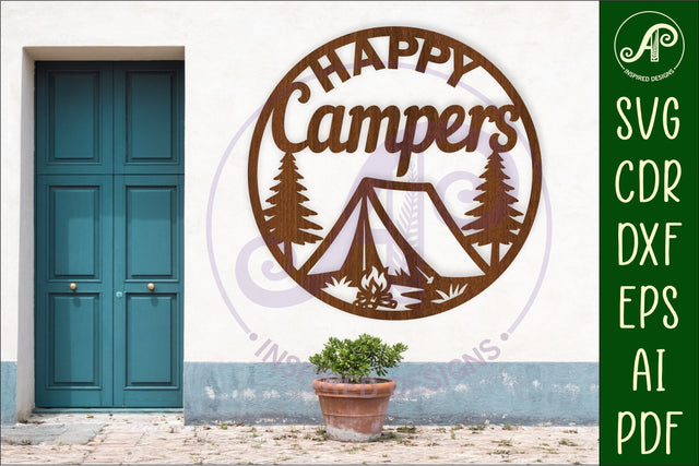 Happy Campers tent wall sign, camper home decor SVG APInspireddesigns 