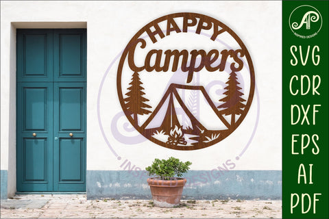 Happy Campers tent wall sign, camper home decor SVG APInspireddesigns 