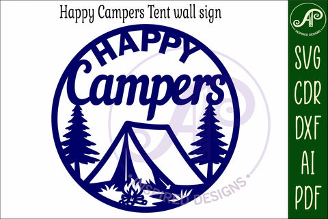Happy Campers tent wall sign, camper home decor SVG APInspireddesigns 