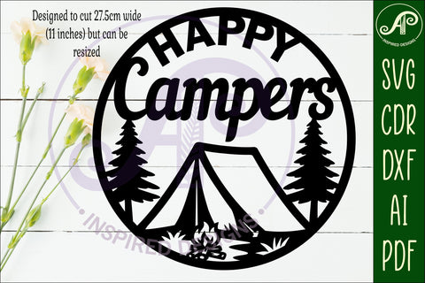 Happy Campers tent wall sign, camper home decor SVG APInspireddesigns 