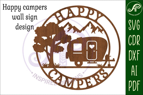 Happy Campers wall art sign, SVG file. vector file SVG APInspireddesigns 