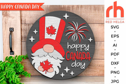 Happy Canada Day Door Sign SVG, Patriotic Hanger Cut File SVG RedHelgaArt 