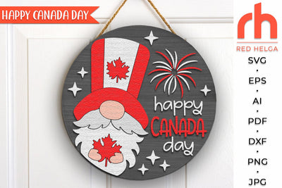 Happy Canada Day Door Sign SVG, Patriotic Hanger Cut File SVG RedHelgaArt 