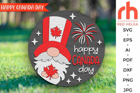 Happy Canada Day Door Sign SVG, Patriotic Hanger Cut File SVG RedHelgaArt 
