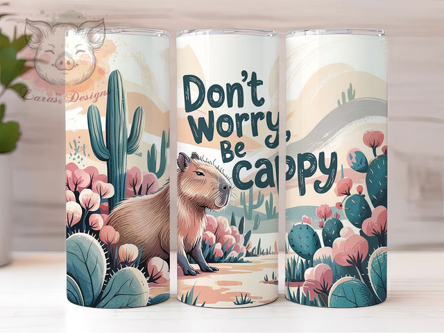 Happy Cappy Funny Capybara Tumbler, Funny Animal Cup, Positive Quote Gift, Cute Rodent Tumbler, Animal Pun Design, Happy Cappy Gift, Motivational Cup Sublimation Lara' s Designs 