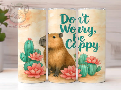 Happy Cappy Funny Capybara Tumbler, Funny Animal Cup, Positive Quote Gift, Cute Rodent Tumbler, Animal Pun Design, Happy Cappy Gift, Motivational Cup Sublimation Lara' s Designs 